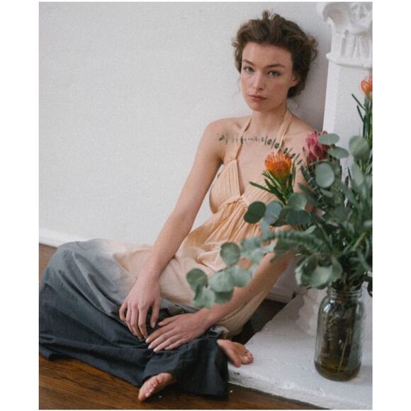 St Roche Dream Maxi Dress Halter Pockets Pink Black Resortwear Silk Blend Sz 10 - Picture 4 of 15